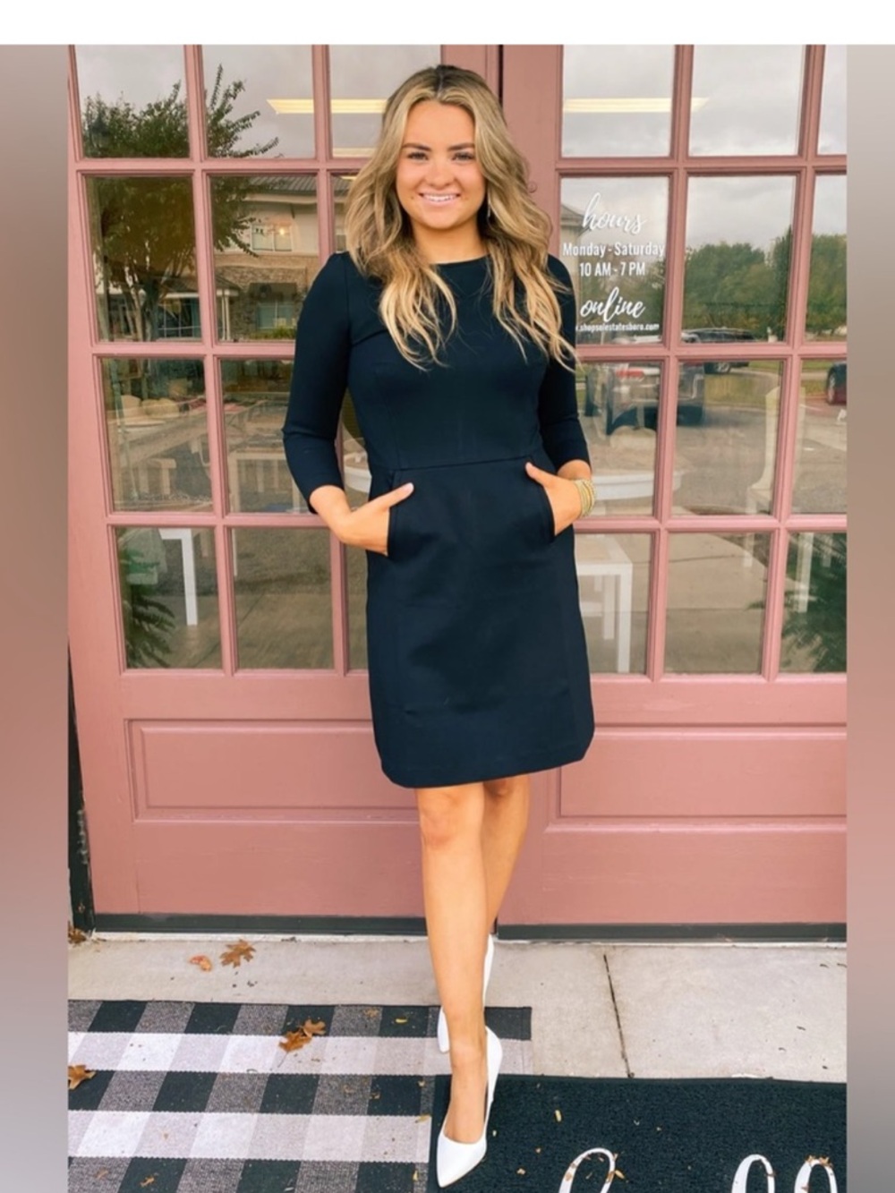NWT SPANX THE PERFECT A-Line 3/4 Sleeve Shift Dress Black Large Orig $200 - Picture 3 of 7